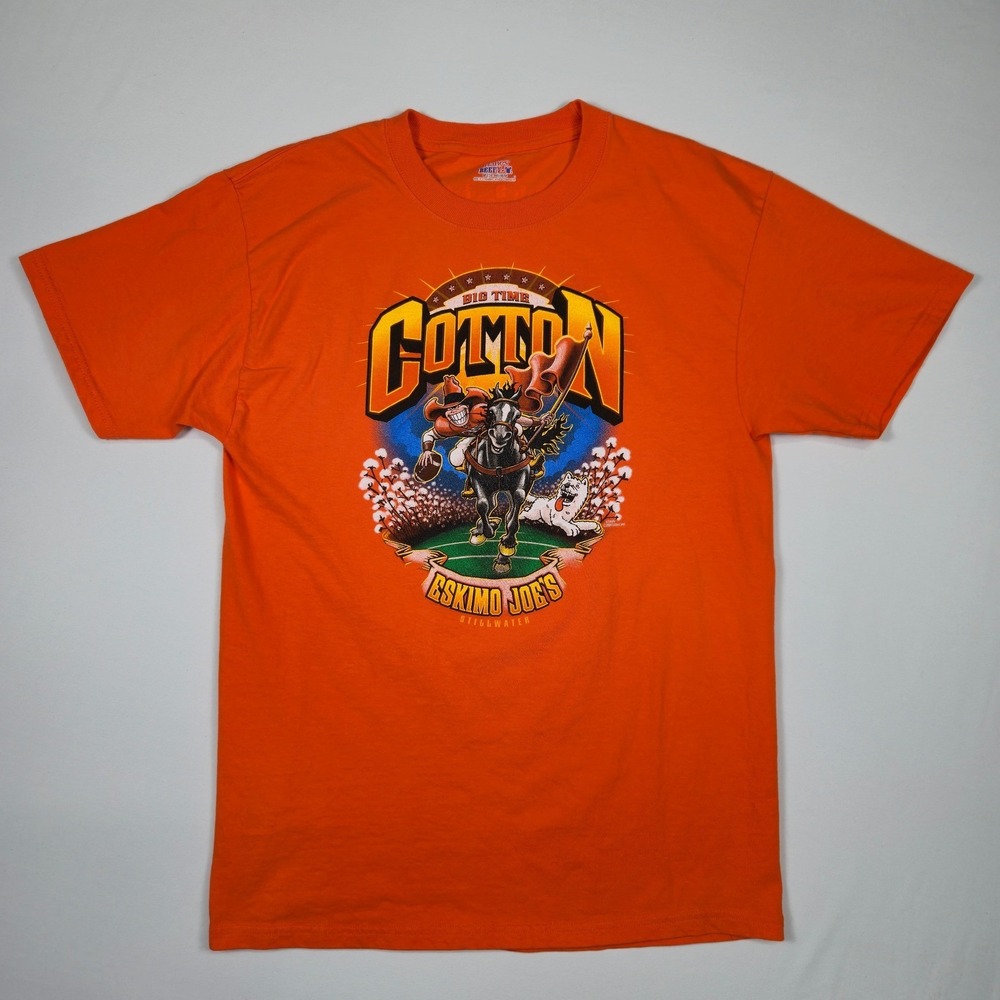 Eskimo Joes Cotton Bowl Arlington TX Orange Graphic T-Shirt Mens Medium